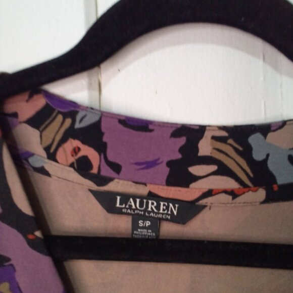 Lauren Ralph Lauren Blouse Women S Crossover 3/4 Sleeve Pattern Colorful - Picture 11 of 16